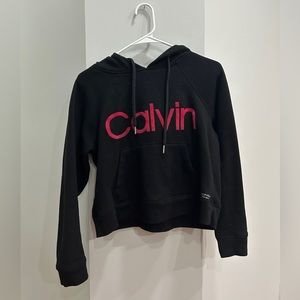 Women’s Calvin Klein Performance Cropped Athletic Hoodie in Black